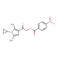 2d structure of 2-(1-cyclopropyl-2,5-dimethyl-1H-pyrrol-3-yl)-2-oxoethyl 4-nitrobenzoate