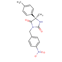 2d structure of (5R)-5-methyl-5-(4-methylphenyl)-3-[(4-nitrophenyl)methyl]imidazolidine-2,4-dione