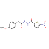 2d structure of N'-[2-(4-methoxyphenyl)acetyl]-5-nitrothiophene-2-carbohydrazide