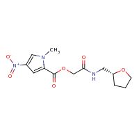2d structure of {[(2R)-oxolan-2-ylmethyl]carbamoyl}methyl 1-methyl-4-nitro-1H-pyrrole-2-carboxylate