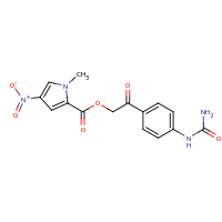 2d structure of 2-[4-(carbamoylamino)phenyl]-2-oxoethyl 1-methyl-4-nitro-1H-pyrrole-2-carboxylate