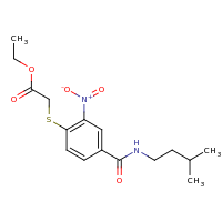 2d structure of ethyl 2-({4-[(3-methylbutyl)carbamoyl]-2-nitrophenyl}sulfanyl)acetate