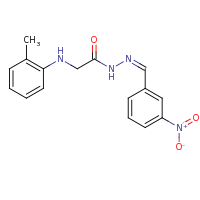 2d structure of 2-[(2-methylphenyl)amino]-N'-[(1Z)-(3-nitrophenyl)methylidene]acetohydrazide