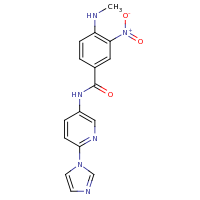 2d structure of N-[6-(1H-imidazol-1-yl)pyridin-3-yl]-4-(methylamino)-3-nitrobenzamide