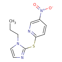 2d structure of 5-nitro-2-[(1-propyl-1H-imidazol-2-yl)sulfanyl]pyridine
