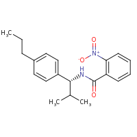 2d structure of N-[(1R)-2-methyl-1-(4-propylphenyl)propyl]-2-nitrobenzamide