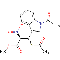 2d structure of methyl (2R,3S)-3-(1-acetyl-1H-indol-3-yl)-3-(acetylsulfanyl)-2-nitropropanoate