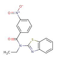 2d structure of N-(1,3-benzothiazol-2-yl)-N-ethyl-3-nitrobenzamide