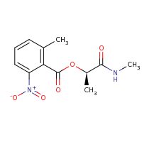 2d structure of (1R)-1-(methylcarbamoyl)ethyl 2-methyl-6-nitrobenzoate