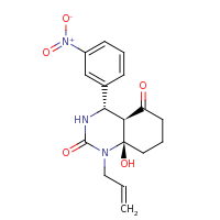 2d structure of (4S,4aR,8aR)-8a-hydroxy-4-(3-nitrophenyl)-1-(prop-2-en-1-yl)-decahydroquinazoline-2,5-dione