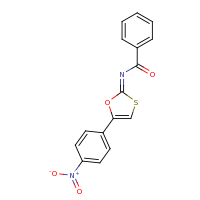 2d structure of N-[5-(4-nitrophenyl)-2H-1,3-oxathiol-2-ylidene]benzamide