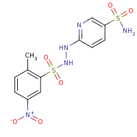 2d structure of 6-[(2-methyl-5-nitrophenyl)hydrazinesulfonyl]pyridine-3-sulfonamide