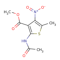 2d structure of methyl 2-acetamido-5-methyl-4-nitrothiophene-3-carboxylate