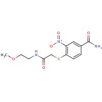 2d structure of 4-({[(2-methoxyethyl)carbamoyl]methyl}sulfanyl)-3-nitrobenzamide