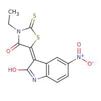 2d structure of 3-ethyl-5-(2-hydroxy-5-nitro-3H-indol-3-ylidene)-2-sulfanylidene-1,3-thiazolidin-4-one