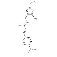2d structure of (2E)-N-[(1-ethyl-3-methyl-1H-pyrazol-4-yl)methyl]-3-(4-nitrophenyl)prop-2-enamide