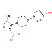 2d structure of 4-[4-(1-methyl-4-nitro-1H-imidazol-5-yl)piperazin-1-yl]phenol