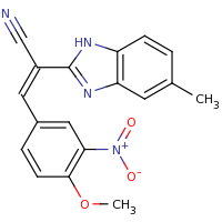 2d structure of (2Z)-3-(4-methoxy-3-nitrophenyl)-2-(5-methyl-1H-1,3-benzodiazol-2-yl)prop-2-enenitrile