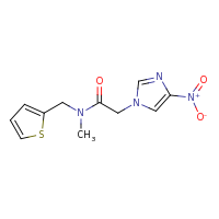 2d structure of N-methyl-2-(4-nitro-1H-imidazol-1-yl)-N-(thiophen-2-ylmethyl)acetamide