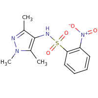 2d structure of 2-nitro-N-(1,3,5-trimethyl-1H-pyrazol-4-yl)benzene-1-sulfonamide