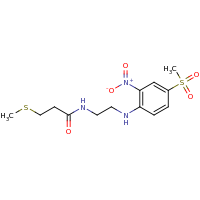 2d structure of N-{2-[(4-methanesulfonyl-2-nitrophenyl)amino]ethyl}-3-(methylsulfanyl)propanamide