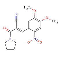 2d structure of (2E)-3-(4,5-dimethoxy-2-nitrophenyl)-2-[(pyrrolidin-1-yl)carbonyl]prop-2-enenitrile