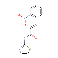2d structure of (2E)-3-(2-nitrophenyl)-N-(1,3-thiazol-2-yl)prop-2-enamide