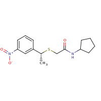 2d structure of N-cyclopentyl-2-{[(1R)-1-(3-nitrophenyl)ethyl]sulfanyl}acetamide
