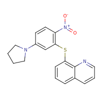 2d structure of 8-{[2-nitro-5-(pyrrolidin-1-yl)phenyl]sulfanyl}quinoline