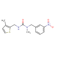 2d structure of 1-methyl-3-[(3-methylthiophen-2-yl)methyl]-1-[(3-nitrophenyl)methyl]urea