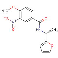 2d structure of N-[(1R)-1-(furan-2-yl)ethyl]-4-methoxy-3-nitrobenzamide