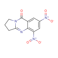 2d structure of 5,7-dinitro-1H,2H,3H,9H-pyrrolo[2,1-b]quinazolin-9-one