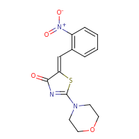 2d structure of (5Z)-2-(morpholin-4-yl)-5-[(2-nitrophenyl)methylidene]-4,5-dihydro-1,3-thiazol-4-one