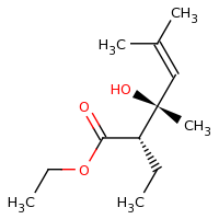 2d structure of ethyl (2S,3R)-2-ethyl-3-hydroxy-3,5-dimethylhex-4-enoate