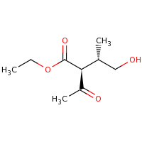 2d structure of ethyl (2S,3S)-2-acetyl-4-hydroxy-3-methylbutanoate