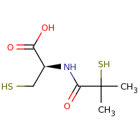 2d structure of (2R)-2-(2-methyl-2-sulfanylpropanamido)-3-sulfanylpropanoic acid