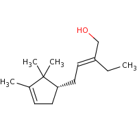 2d structure of (2E)-2-ethyl-4-[(1S)-2,2,3-trimethylcyclopent-3-en-1-yl]but-2-en-1-ol