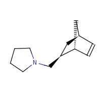 2d structure of 1-[(1R,2S,4R)-bicyclo[2.2.1]hept-5-en-2-ylmethyl]pyrrolidine