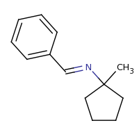 2d structure of (NE)-1-methyl-N-(phenylmethylidene)cyclopentan-1-amine