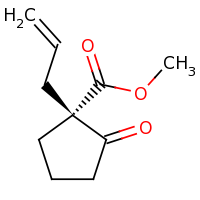 2d structure of methyl (1R)-2-oxo-1-(prop-2-en-1-yl)cyclopentane-1-carboxylate