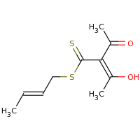 2d structure of (3E)-3-{[(2E)-but-2-en-1-ylsulfanyl]methanethioyl}-4-hydroxypent-3-en-2-one