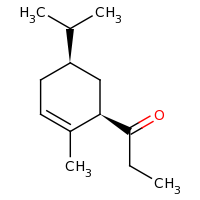 2d structure of 1-[(1R,5R)-2-methyl-5-(propan-2-yl)cyclohex-2-en-1-yl]propan-1-one