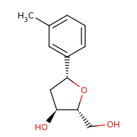 2d structure of (2R,3S,5R)-2-(hydroxymethyl)-5-(3-methylphenyl)oxolan-3-ol