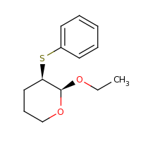 2d structure of (2S,3R)-2-ethoxy-3-(phenylsulfanyl)oxane