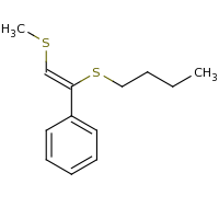 2d structure of [(Z)-1-(butylsulfanyl)-2-(methylsulfanyl)ethenyl]benzene