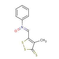 2d structure of 1-(4-methyl-3-sulfanylidene-3H-1,2-dithiol-5-yl)-N-phenylmethanimine oxide