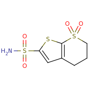 2d structure of 1,1-dioxo-2H,3H,4H-1$l^{6},7-thieno[2,3-b][1$l^{6}]thiopyran-6-sulfonamide