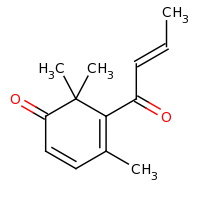 2d structure of 5-[(2E)-but-2-enoyl]-4,6,6-trimethylcyclohexa-2,4-dien-1-one