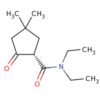 2d structure of (1S)-N,N-diethyl-4,4-dimethyl-2-oxocyclopentane-1-carboxamide