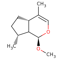 2d structure of (1R,4aS,7R,7aR)-1-methoxy-4,7-dimethyl-1H,4aH,5H,6H,7H,7aH-cyclopenta[c]pyran